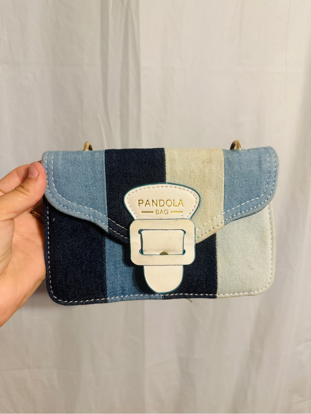 Pandola Patchwork Denim Mini Crossbody Bag Blue Jean Y2K *Missing Strap*